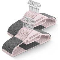 Keplin 50 Pack Non-Slip Hangers - Durable, Slimline Design with 360 Swivel in Pink