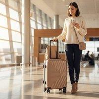 Infinity Leather Hard Shell Cabin 48 x 37 x 20 cm Secure Luggage Suitcase - Belgium in Gold