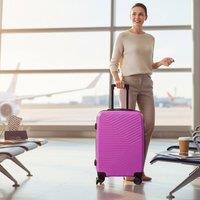 Infinity Leather Hard Shell Cabin 48 x 37 x 20 cm Secure Luggage Suitcase - Belgium in Pink