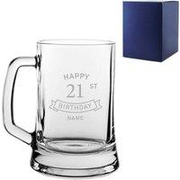 Uniqueful Personalised 21st Birthday Beer Mug Gift in Clear | Size: 120 cm