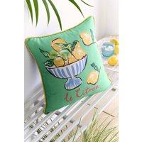 Fusion 'Lemon Fruit Bowl' Outdoor Water Resistant Filled Cushion | Size: 43 cm x 43 cm