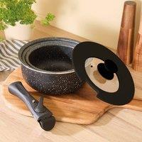 Basilico Lightweight Aluminium Saucepan Set with Removable Handle & Lid