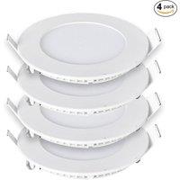 ENER-J 3W Recessed Round LED Mini Panel 85mm diameter (Hole Size 70mm), CE Driver, 90 Lm/Watt, RA 80, 4000K (Pack of 4)