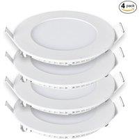 ENER-J 3W Recessed Round LED Mini Panel 85mm diameter (Hole Size 70mm), CE Driver, 90 Lm/Watt, RA 80, 6000K (Pack of 4)