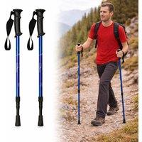 Almineez 2 x Adjustable Hiking Trekking Poles with Anti-Shock System in Blue