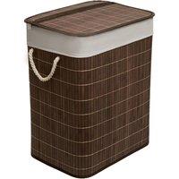 MANTRARAJ Bamboo Foldable Laundry Basket With Lid 65L Square Hamper Basket with Lid in Dark Brown
