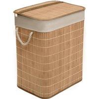 MANTRARAJ Bamboo Foldable Laundry Basket With Lid 65L Square Hamper Basket with Lid in Natural