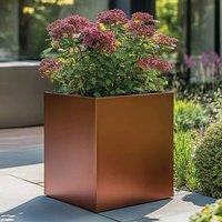Woven Wood 30cm Zinc Galvanised Copper Square Planter