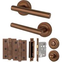 AFIT Bronze T-Bar Bathroom Handle WC Lock Hinges Set (80mm) 1 Pair | Size: 150mm x 150mm