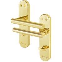 AFIT T-Bar Polished Brass Internal Bathroom Backplate Handles x1 Pair in Gold | Size: 150mm x 150mm