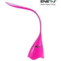 ENER-J LED Table Lamp with Bluetooth Speaker - Pink in White | Size: 25 cm diameter x 19 cm high