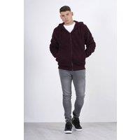 AARHON Men's Borg Zip Through Jacket- Ammf in Burgundy | Size: Large