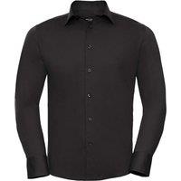 Russell Collection Men's Easy-Care Fitted Long-Sleeved Shirt in Black | Size: 14.5 in