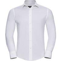 Russell Collection Men's Easy-Care Fitted Long-Sleeved Shirt in White | Size: 14.5 in