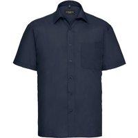 Russell Collection Men's Poplin Easy-Care Short-Sleeved Shirt in Navy | Size: 14.5 in