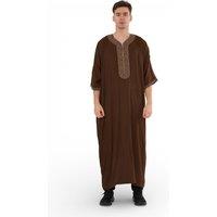 Infinity Leather Men's Ramadan Moroccan Thobe Robe Djellaba Gandoura Eid Jubba-HM67 in Brown | Size: 52L