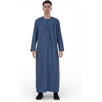 Infinity Leather Men's Eid Moroccan Thobe Robe Djellaba Ramadan Eid Jubba- HM10 in Blue | Size: 56L