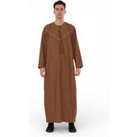 Infinity Leather Men's Eid Moroccan Thobe Robe Djellaba Ramadan Eid Jubba- HM10 in Light Brown | Size: 52L