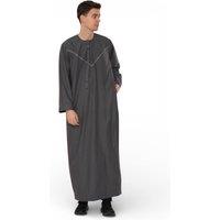 Infinity Leather Men's Eid Moroccan Thobe Robe Djellaba Ramadan Eid Jubba- HM10 in Grey | Size: 52L