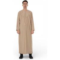 Infinity Leather Men's Ramadan Moroccan Jubba Robe Djellaba Eid Kaftan Thobe - TT-007 in Beige | Size: 58L