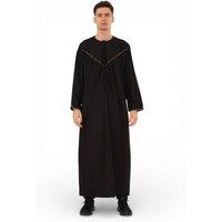 Infinity Leather Men's Ramadan Moroccan Jubba Robe Djellaba Eid Kaftan Thobe - TT-007 in Black | Size: 52L