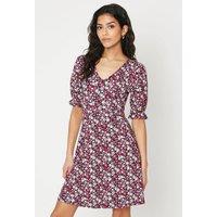 Dorothy Perkins Women's Petite Pink Ditsy Short Sleeve Jersey Mini Dress | Size: 8