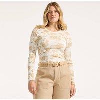Lands' End Women's Womens Long Sleeve Micro Rib Top in Cream | Size: 10-12