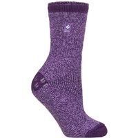 SOCKSHOP Heat Holders Women's 1 Pair 2.3 TOG Plain & Patterned Slipper Socks in Violet | Size: 4-8
