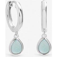 Inicio Women's Sterling Silver Plated Turquoise Peardrop Charm Hoops