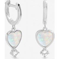 Inicio Women's Sterling Silver Plated Opal Heart Charm Earrings