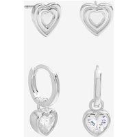 Inicio Women's Sterling Silver Plated Heart Earrings - Pack of 2