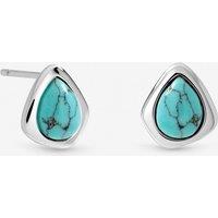 Inicio Women's Sterling Silver Plated Turquoise Polished Stud Earrings