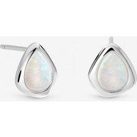 Inicio Women's Sterling Silver Plated Opal Polished Stud Earrings