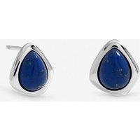 Inicio Women's Sterling Silver Plated Lapis Polished Stud Earrings