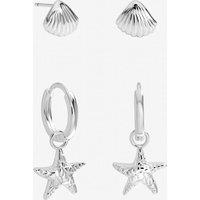 Inicio Women's Sterling Silver Plated Starfish Earrings - Pack of 2