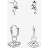Inicio Women's Sterling Silver Plated Celestial Earrings - Pack of 2