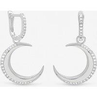 Inicio Women's Sterling Silver Plated Pave Crescent Hoops