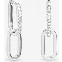Inicio Women's Sterling Silver Plated Polished Double Link Drop Earrings