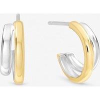 Inicio Women's Sterling Silver Plated Two Tone Double Row Hoop Earrings