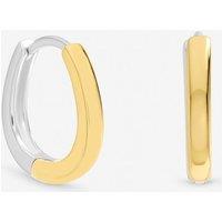 Inicio Women's Sterling Silver Plated Two Tone Half & Half Hoop Earrings