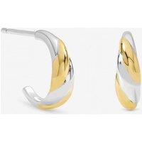 Inicio Women's Sterling Silver Plated Two Tone Twist Hoop Earrings
