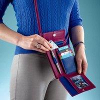 mysmartbuy Women's Cross-Body Leather Slimline Travel Bag Organiser Passport Holder in Red