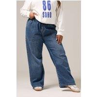Yours Women's Tie Detail Denim Jeans in Blue | Size: 20