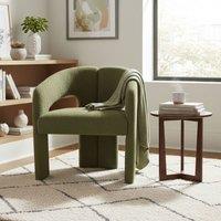 Stratus Interiors Oslo Modern Boucl Accent Chair - Sculptural Contemporary Armchair in Green