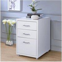 Living and Home Metal File Cabinet Office Organizer with Wheels in White