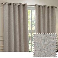 Paoletti Galaxy Velvet Chenille Eyelet Curtain Pair in Silver | Size: 229 cm width x 137 cm drop
