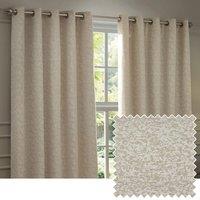 Paoletti Galaxy Velvet Chenille Eyelet Curtain Pair in Ivory | Size: 117 cm width x 183 cm drop