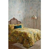 Edinburgh Weavers Morton 200 Thread Count Floral Premium Cotton Sateen Piped Duvet Cover Set in Yellow | Size: Double
