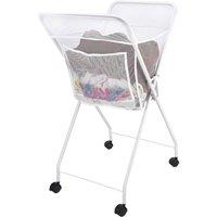 mysmartbuy White No Bend Laundry Basket on Wheels - Lightweight Foldable Portable Washing Trolley, Holds up to 14kg - H87 x W56 x D46cm