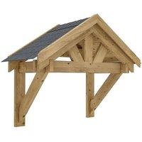 Dunster House Wooden Porch Canopy 1.6 x 0.8m, Apex Roof, Pressure Treated Timber in Brown